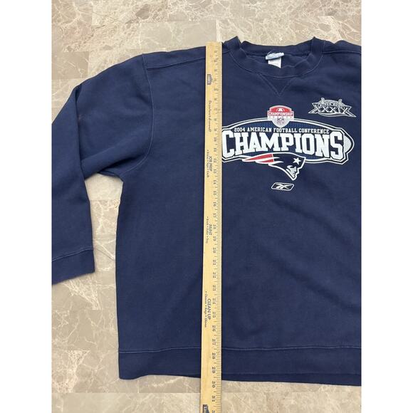 Vintage NFL New England Patriots Sweatshirt Large Blue 2004 AFC Champions - Picture 7 of 11